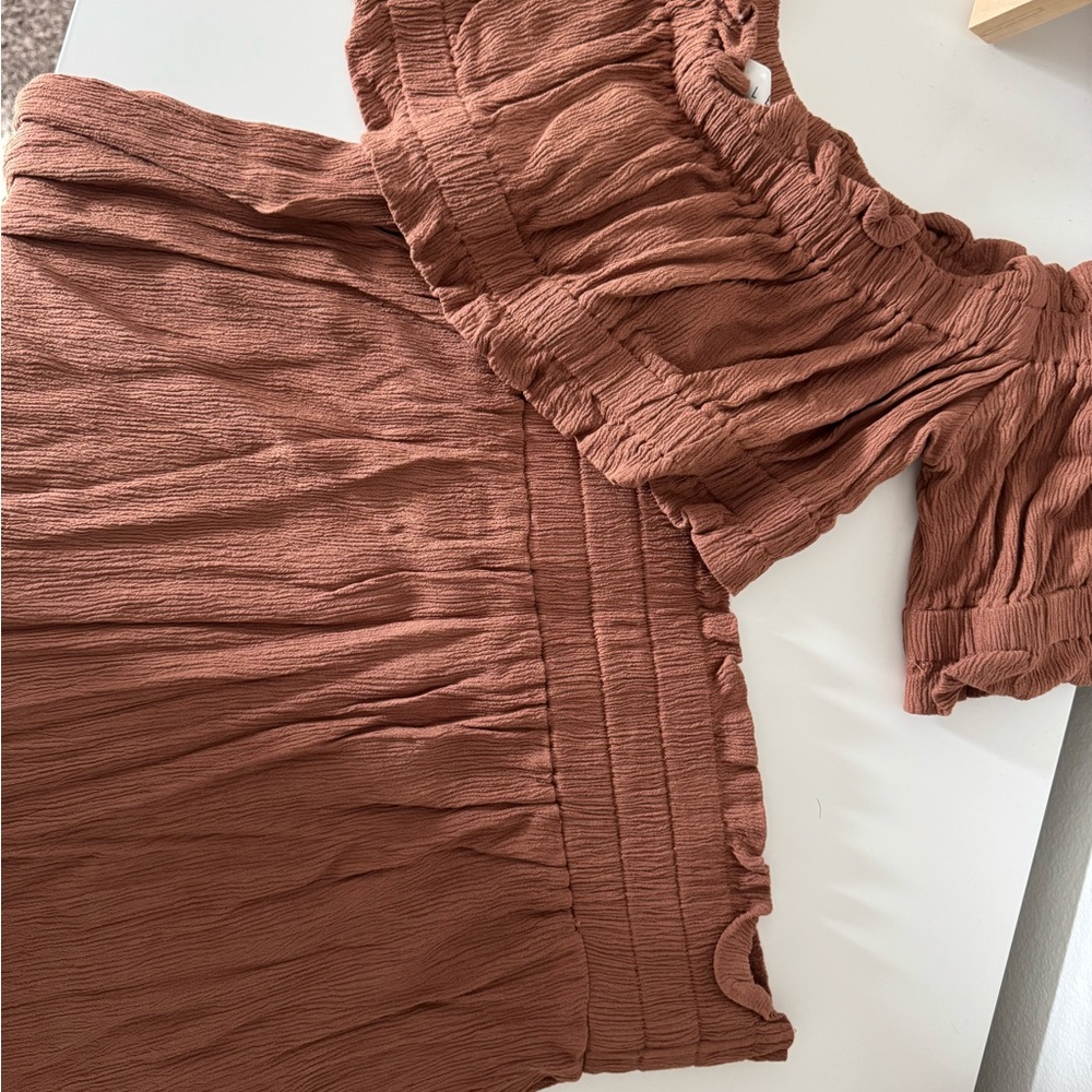 Vici Rust Textured Off-shoulder two piece set